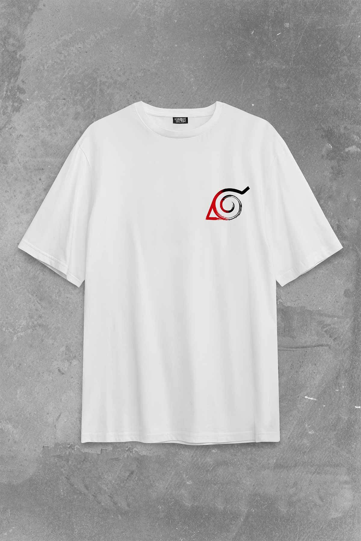 Naruto Kakashi Anime Dizi Sırt Ön Baskılı Oversize Tişört Unisex T-Shirt - 2
