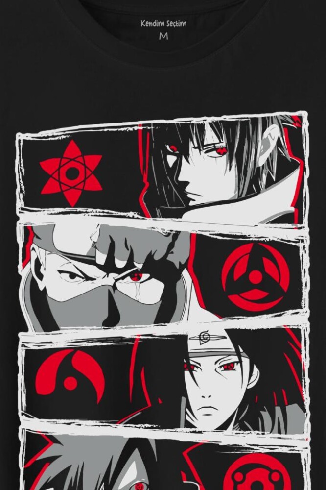 Naruto Kakashi Anime Manga Baskılı Tişört Unisex T-Shirt (1)