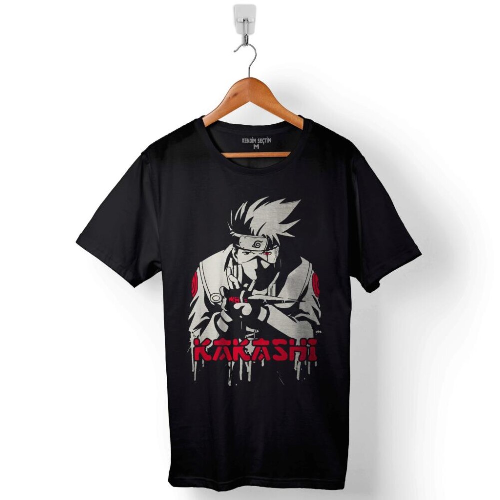 Naruto Kakashı Anime Manga Baskılı Tişört Unisex T-Shirt - 1