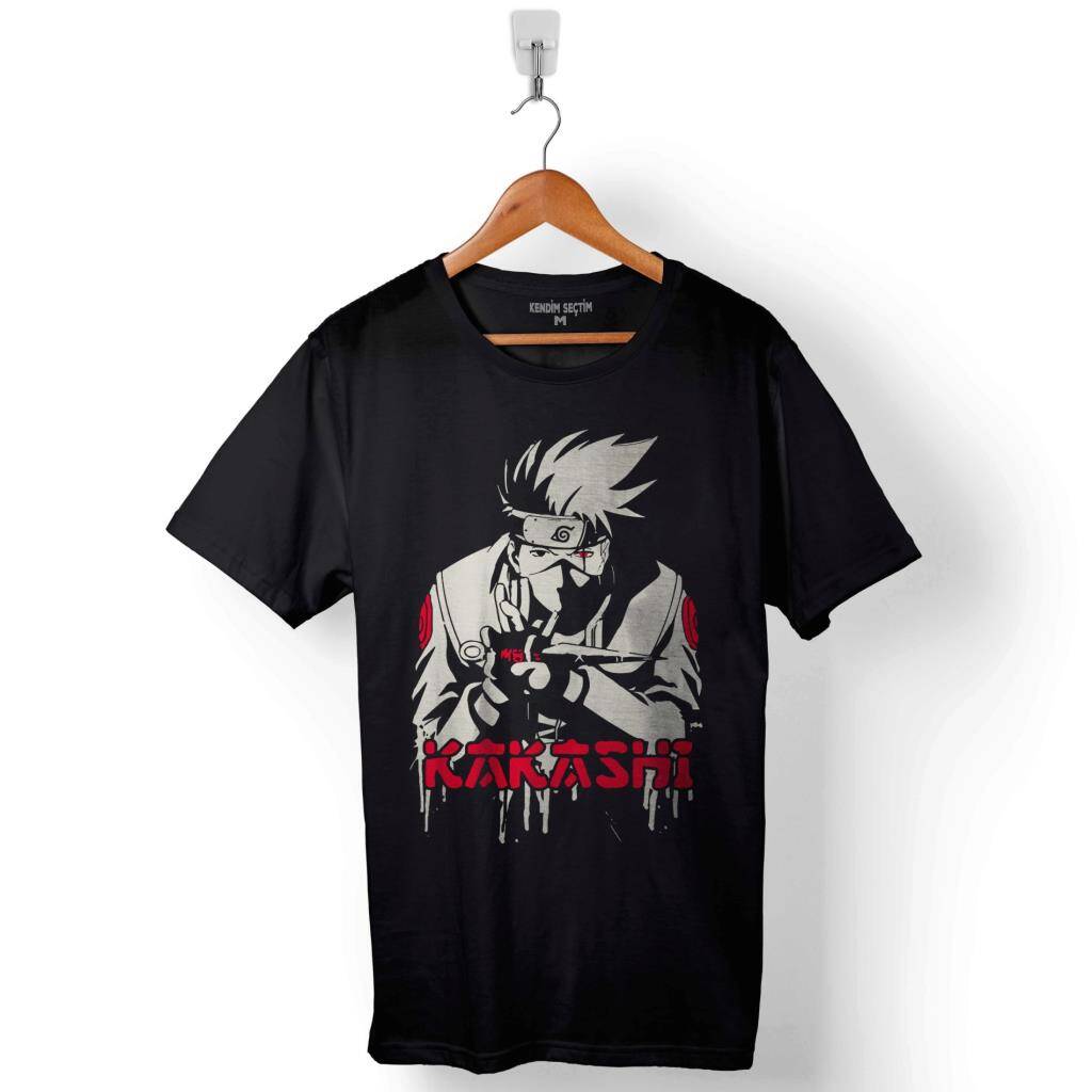 Naruto Kakashı Anime Manga Baskılı Tişört Unisex T-Shirt - 1