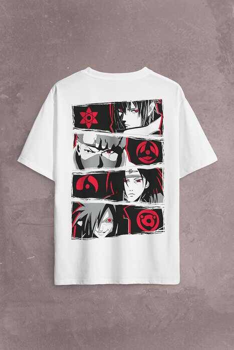 Naruto Kakashi Anime Manga Sırt Ön Baskılı Oversize Tişört Unisex T-Shirt - 1