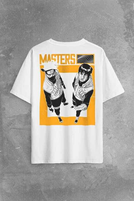 Naruto Kakashi Masters Anime Dizi Ustalar Japonca Sırt Ön Baskılı Oversize Tişört Unisex T-Shirt - 1