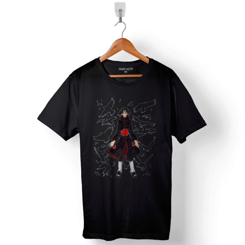 Naruto Nanatsu Itachi Crow Karga Baskılı Tişört Unisex T-Shirt - 1