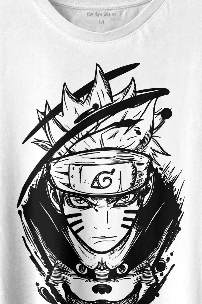 Naruto Wolf Kakashi Anime Manga Baskılı Tişört Unisex T-shirt (1)