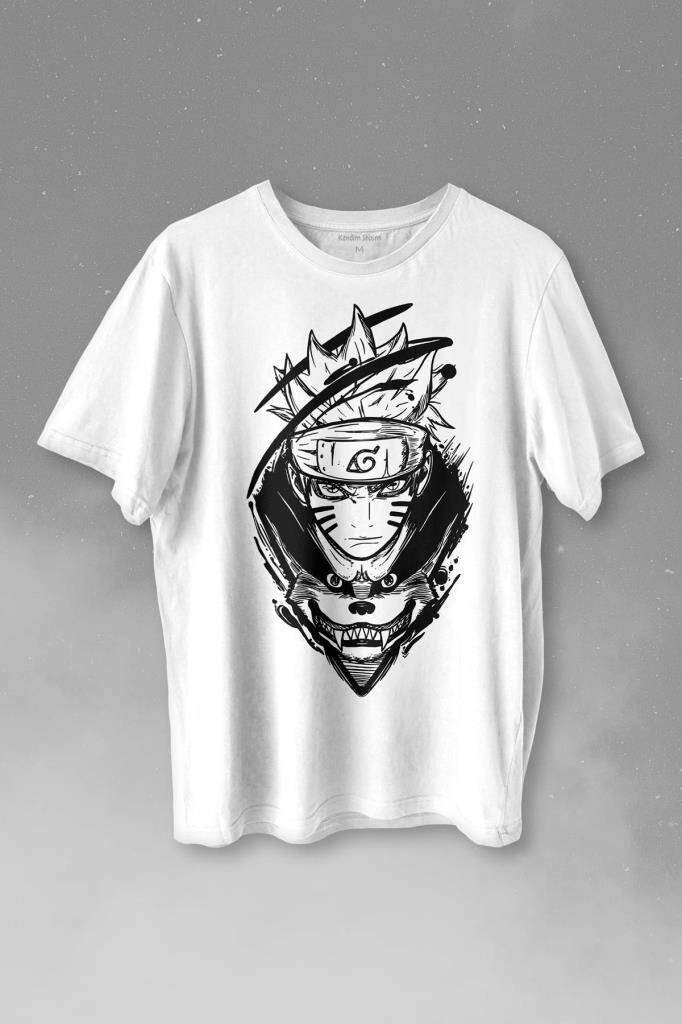 Naruto Wolf Kakashi Anime Manga Baskılı Tişört Unisex T-shirt - 1