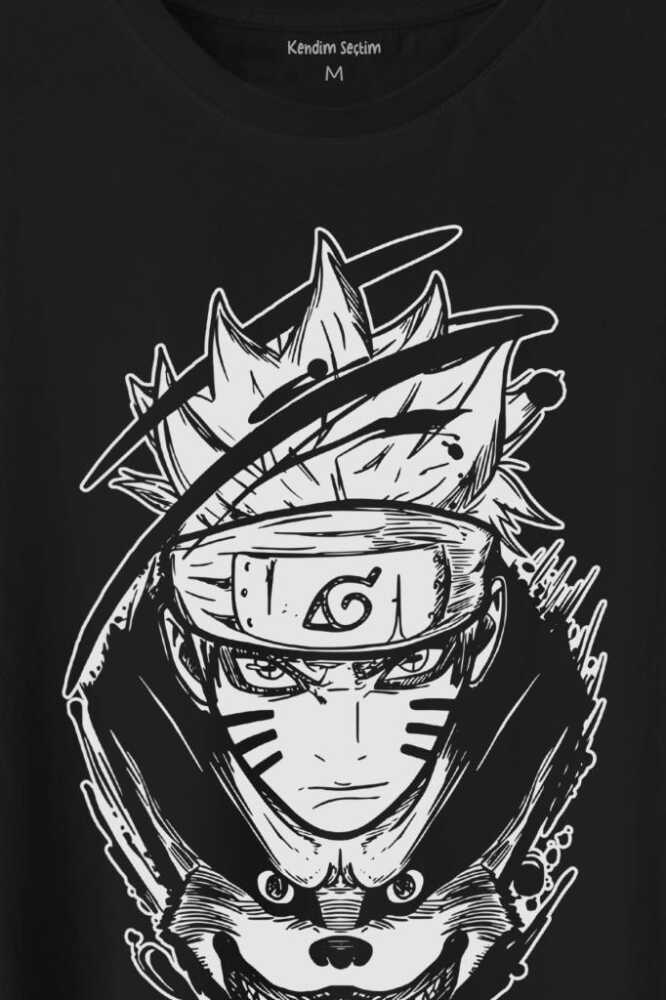 Naruto Wolf Kakashi Anime Manga Baskılı Tişört Unisex T-Shirt (1)