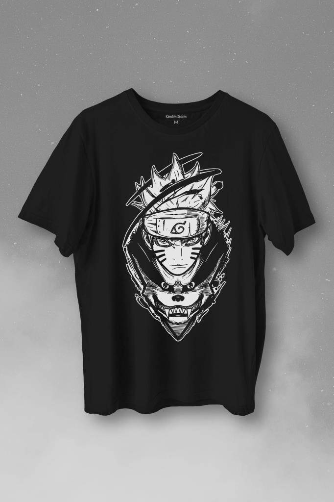 Naruto Wolf Kakashi Anime Manga Baskılı Tişört Unisex T-Shirt - 1