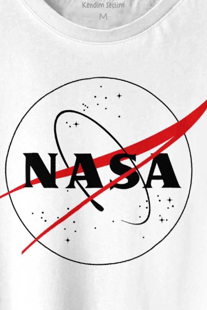 Nasa Logosu Siyah Kırmızı Uzay Cosmos Baskılı Tişört Unisex T-shirt - 2