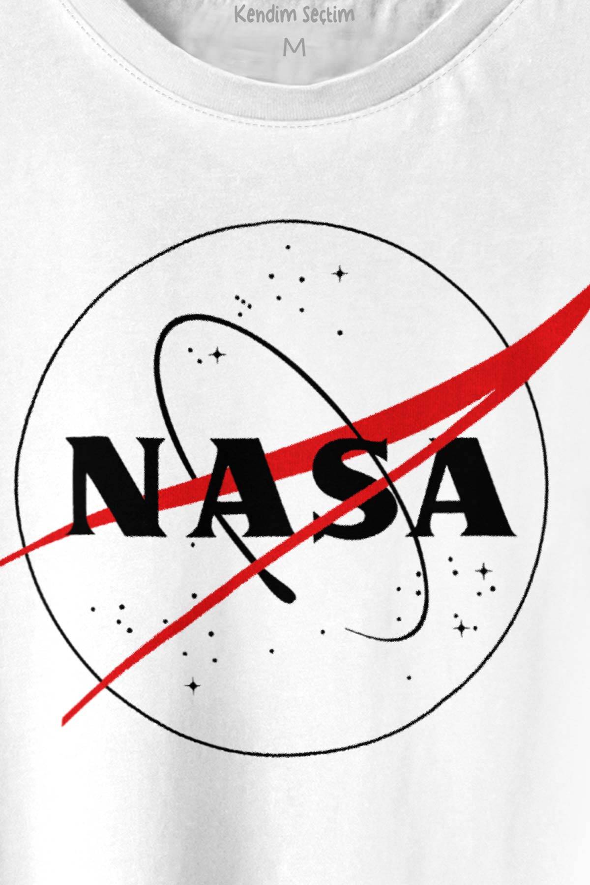 Nasa Logosu Siyah Kırmızı Uzay Cosmos Baskılı Tişört Unisex T-shirt - 2