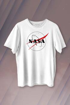 Nasa Logosu Siyah Kırmızı Uzay Cosmos Baskılı Tişört Unisex T-shirt - 1