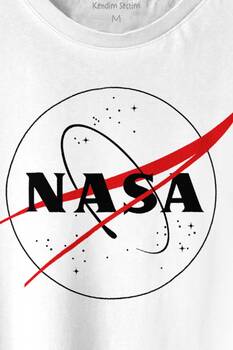 Nasa Logosu Siyah Kırmızı Uzay Cosmos Baskılı Tişört Unisex T-shirt - 2