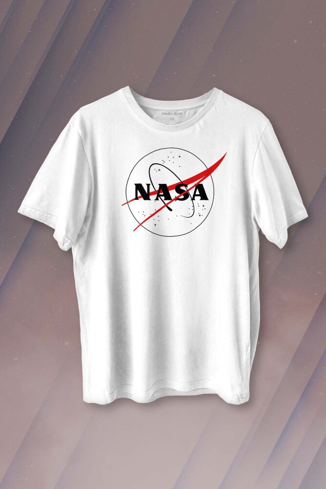 Nasa Logosu Siyah Kırmızı Uzay Cosmos Baskılı Tişört Unisex T-shirt - 1