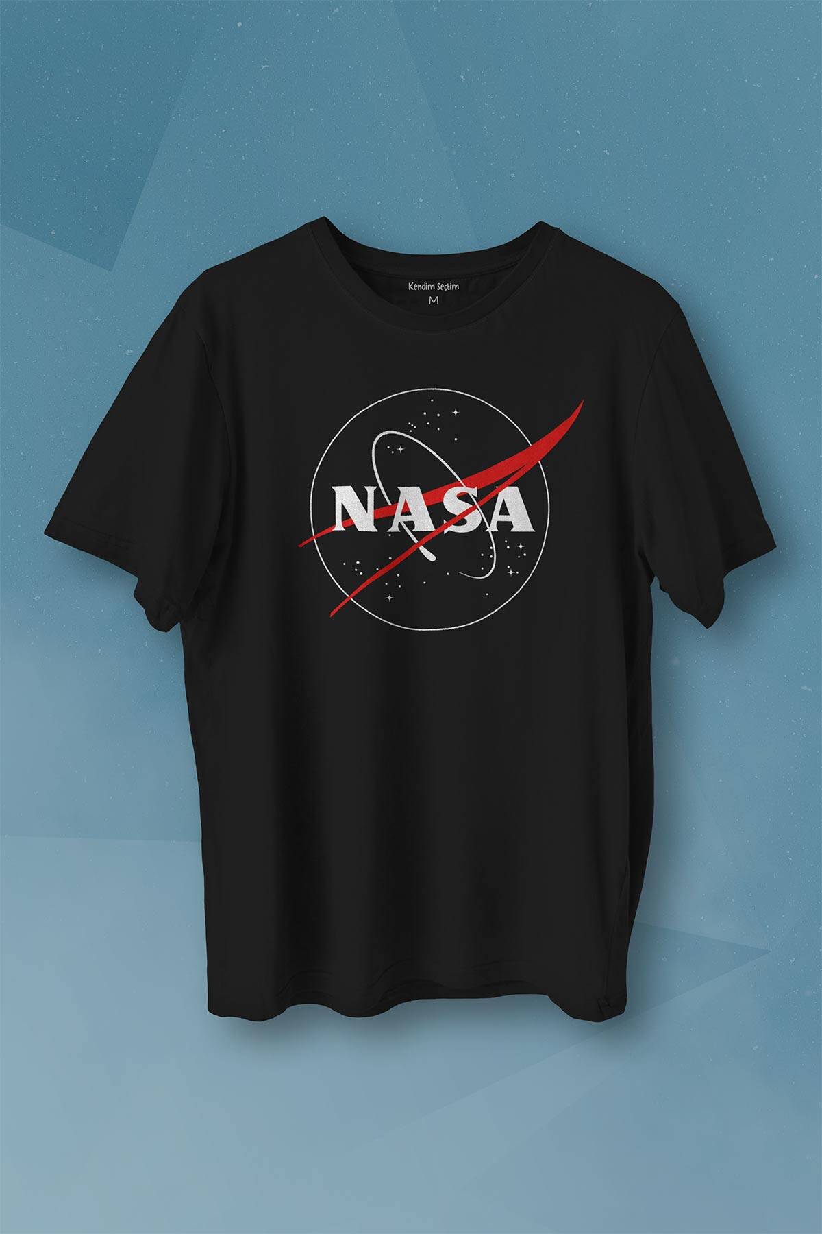 Nasa Logosu Siyah Kırmızı Uzay Cosmos Baskılı Tişört Unisex T-shirt - 1
