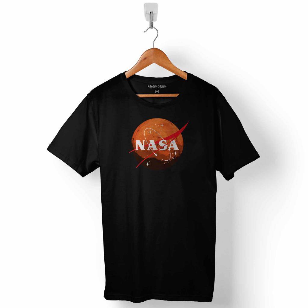 Nasa Mars Gezegen Logosu Cosmos Astronot Baskılı Tişört Unisex T-Shirt - 1