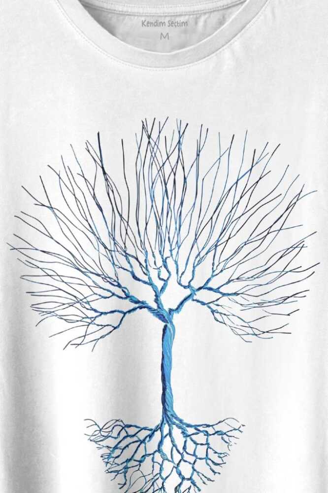 Nature Hayat Ağacı Kuru Ağaç Kökü Baskılı Tişört Unisex T-shirt - 2