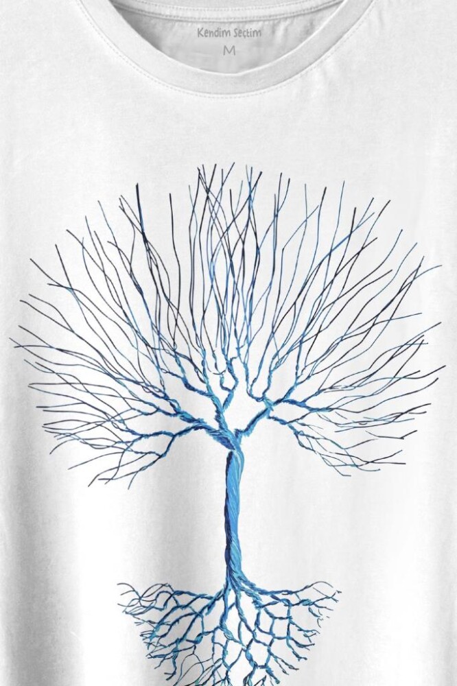 Nature Hayat Ağacı Kuru Ağaç Kökü Baskılı Tişört Unisex T-shirt - 2