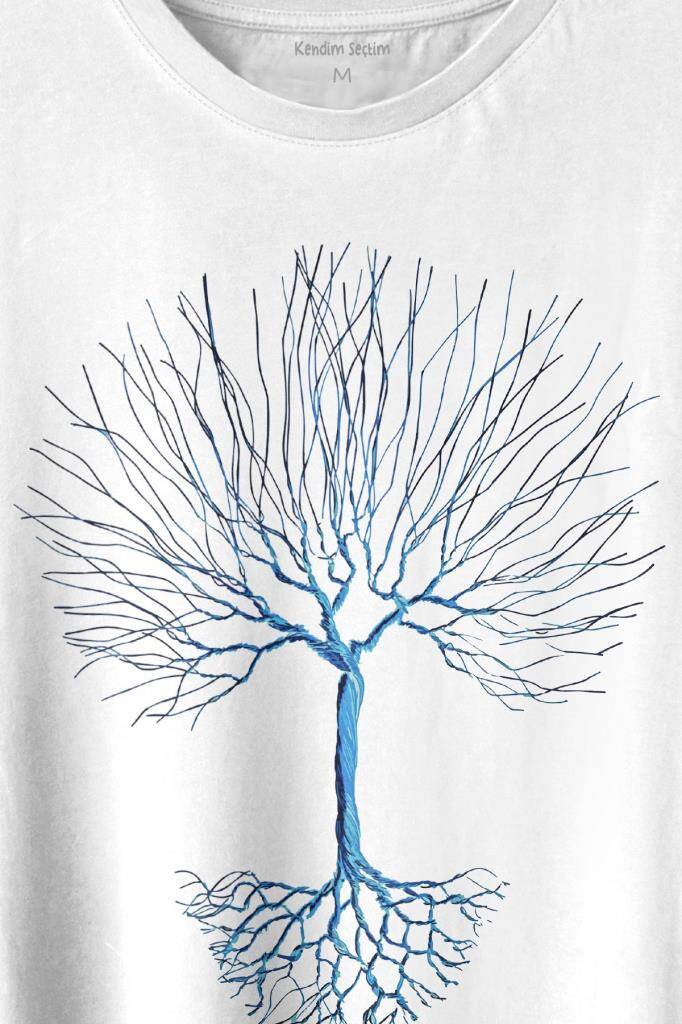 Nature Hayat Ağacı Kuru Ağaç Kökü Baskılı Tişört Unisex T-shirt - 2