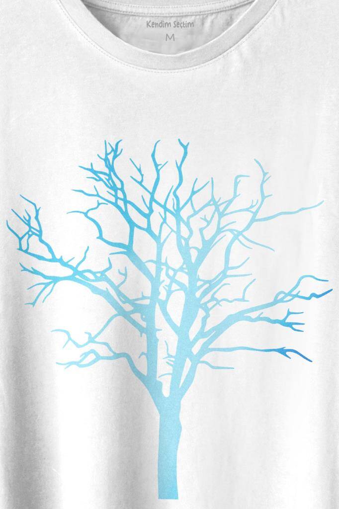 Nature Hayat Ağacı Kuru Ağaç Silüeti Baskılı Tişört Unisex T-shirt - 2