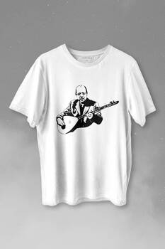 Neşet Ertaş Bozkırın Tezenesi Halk Müziği Bağlama Baskılı Tişört Unisex T-shirt - 1