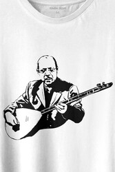 Neşet Ertaş Bozkırın Tezenesi Halk Müziği Bağlama Baskılı Tişört Unisex T-shirt - 2