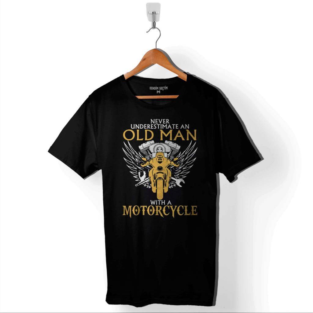 Never Undersestimate An Old Man With A Bicycle Baskılı Tişört Unisex T-Shirt - 1