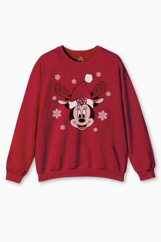 New Year Noel Red Sweatshirt Merry Christmas Snow Yeni Yıl 2026 Kar Baskılı Kırmızı Sweat