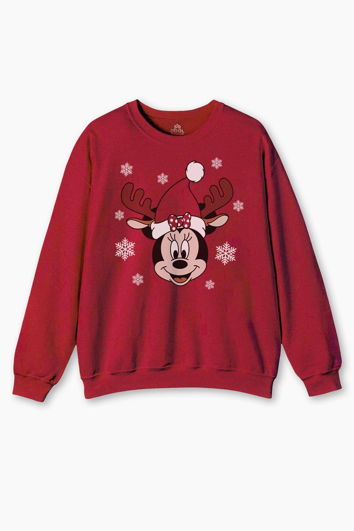 New Year Noel Red Sweatshirt Merry Christmas Snow Yeni Yıl 2026 Kar Baskılı Kırmızı Sweat - 1