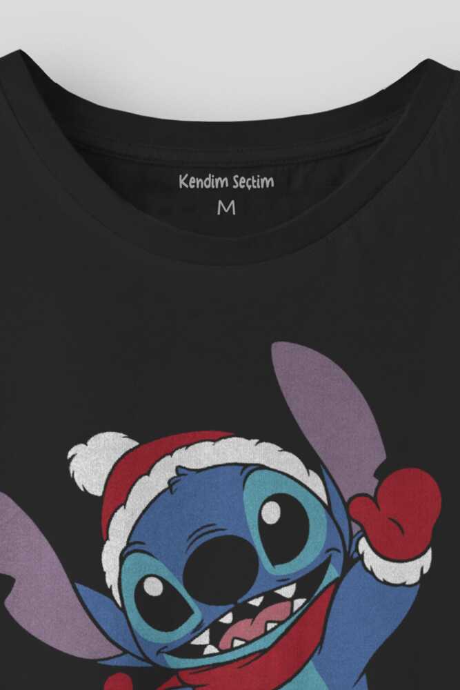 New Year T-shirt Sevimli Noel Christmas Yılbaşı Yeni Yıl Stitch Baskılı Unisex Tişört (1)
