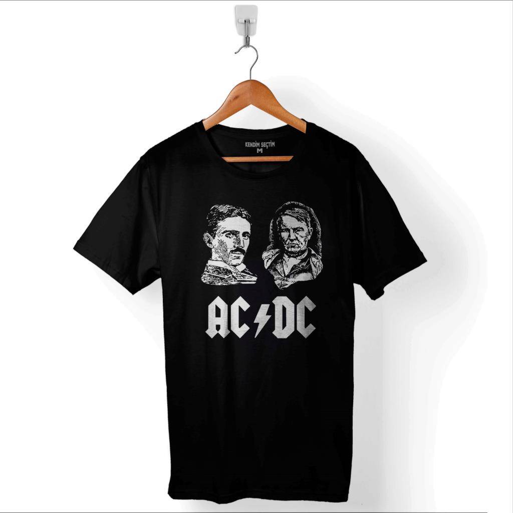Nikola Tesla Büyüktür Edison Doğru Ac Dc Akım Baskılı Tişört Unisex T-Shirt - 1
