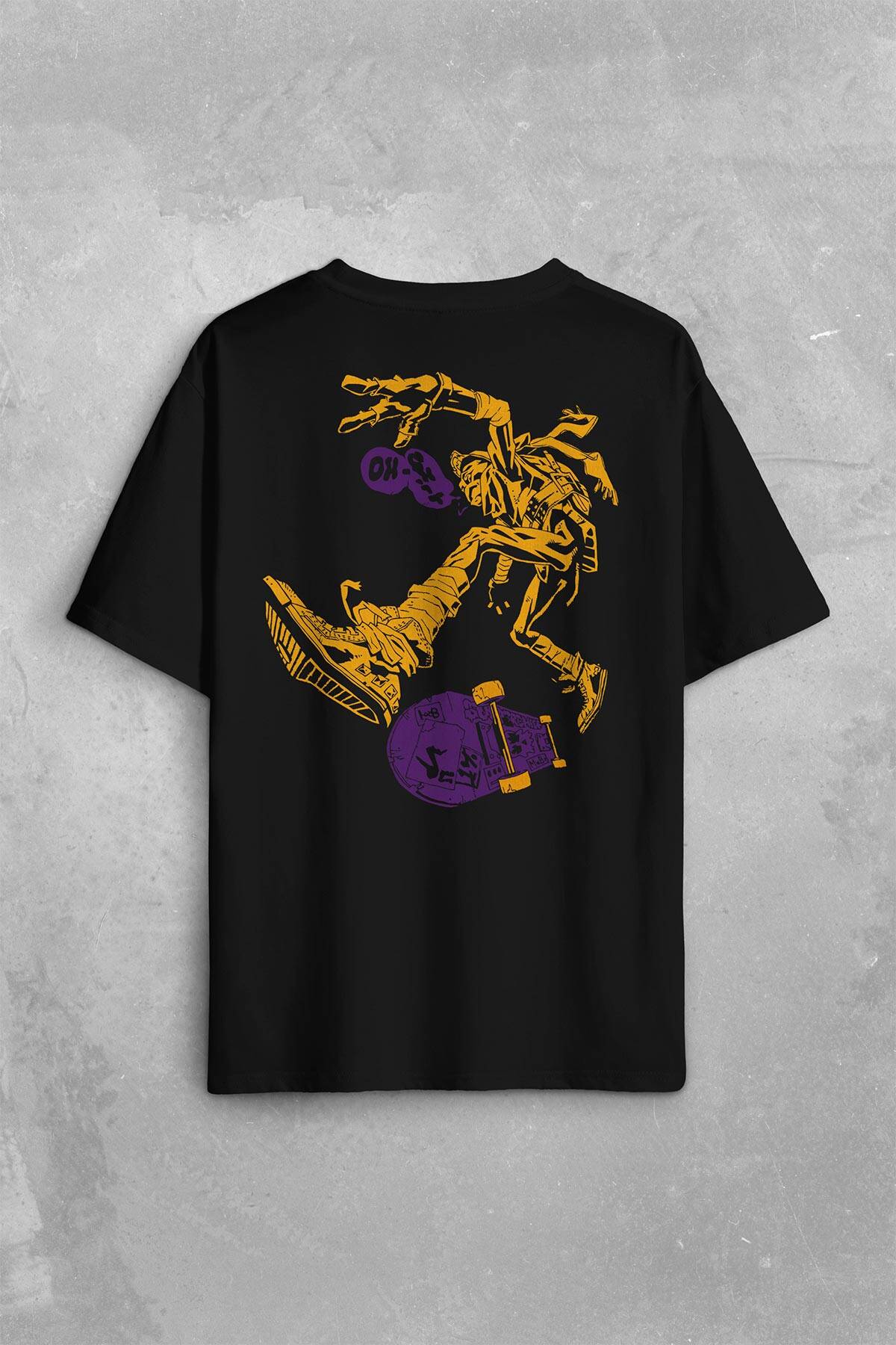 Ninja Kaplumbağa Kaykay Tmnt Skate Sokak Sırt Ön Baskılı Oversize Tişört Unisex T-Shirt - 1
