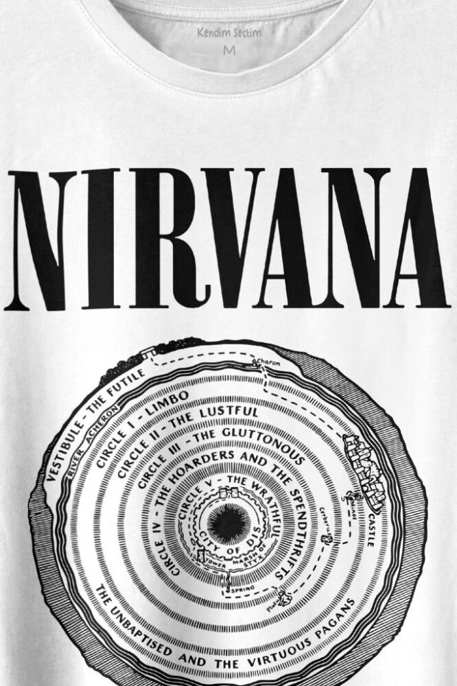 Nirvana Bleach Albüms Rock Music Circle Plak Baskılı Tişört Unisex T-shirt - 2
