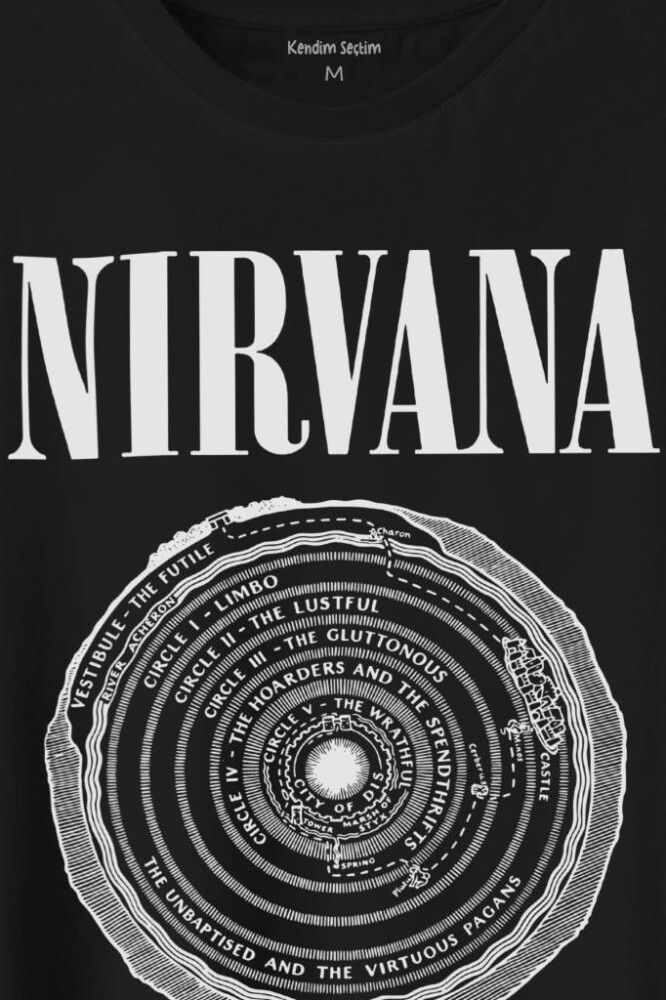 Nirvana Bleach Albüms Rock Music Circle Plak Baskılı Tişört Unisex T-Shirt (1)