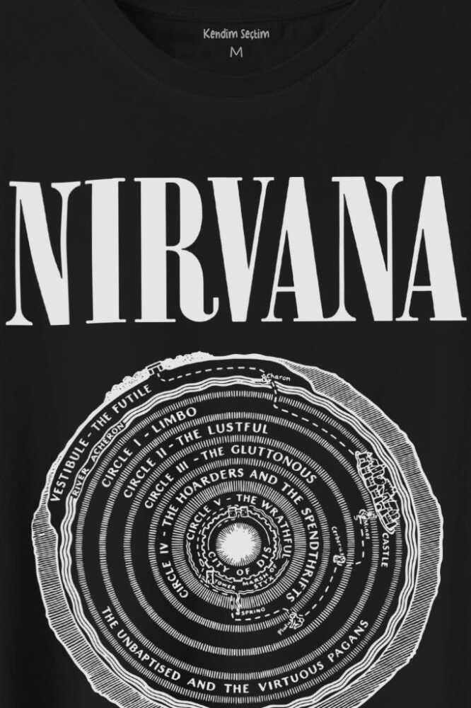 Nirvana Bleach Albüms Rock Music Circle Plak Baskılı Tişört Unisex T-Shirt - 2