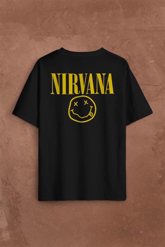 Nirvana Hanson Müzik Grubu Logo Nirvana Music Grou Sırt Ön Baskılı Oversize Tişört Unisex T-Shirt - 2