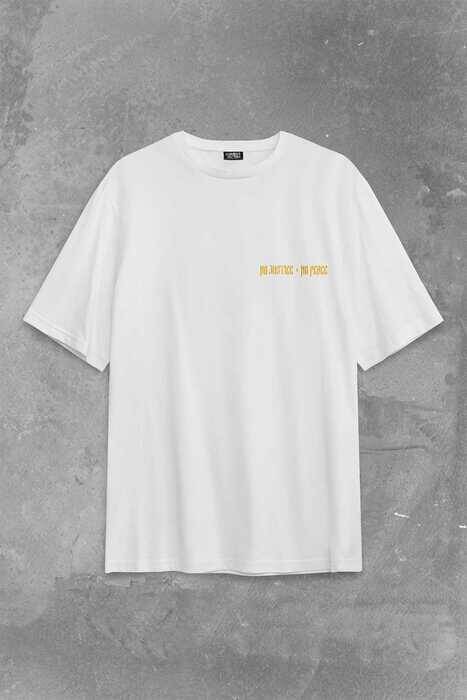 No Justice No Peace Adalet Barış Urban Street Culture Urban Wear Sırt Ön Baskılı Oversize Tişört Unisex T-Shirt - 2