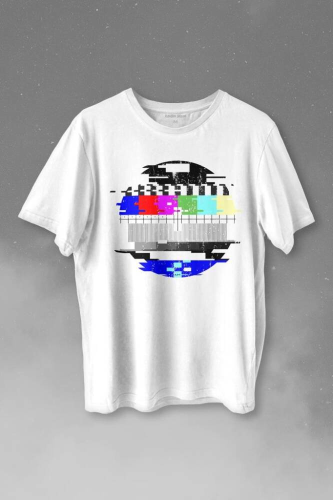 No Signal Teletex Nostalji Tv Tele Tex Baskılı Tişört Unisex T-shirt
