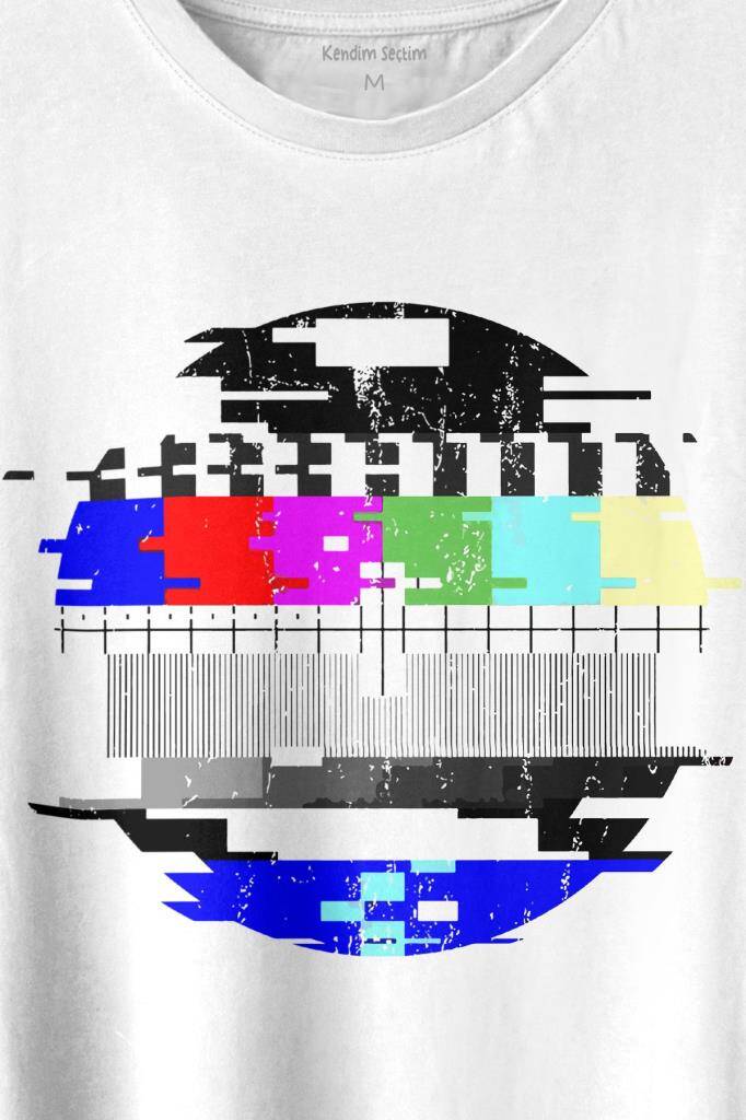No Signal Teletex Nostalji Tv Tele Tex Baskılı Tişört Unisex T-shirt (1)