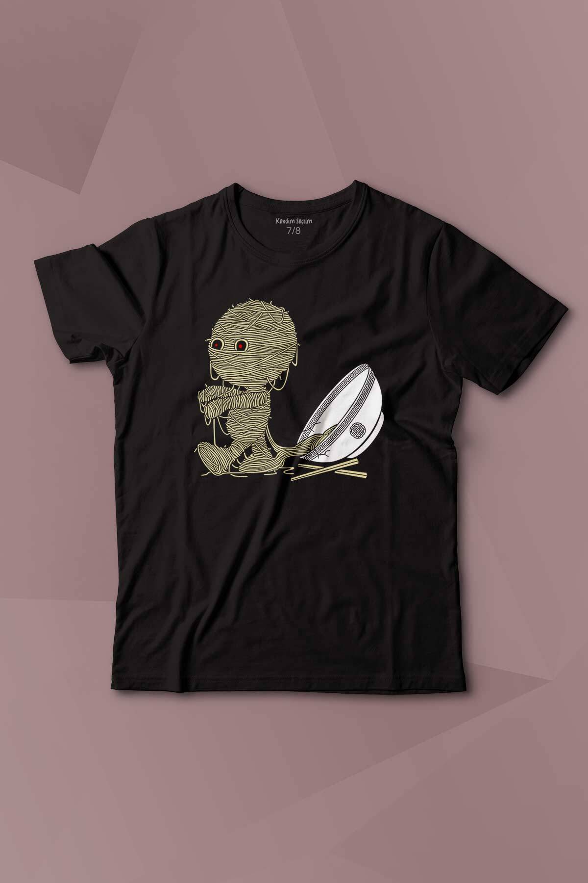 Noodle Mummy Mumya Totem Komik Baskılı Çocuk Tişört Kısa Kollu - 1