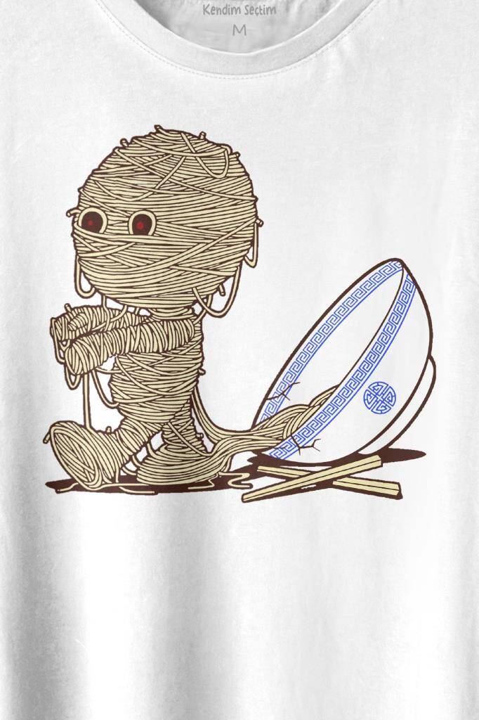 Noodle Mummy Mumya Totem Komik Baskılı Tişört Unisex T-shirt (1)