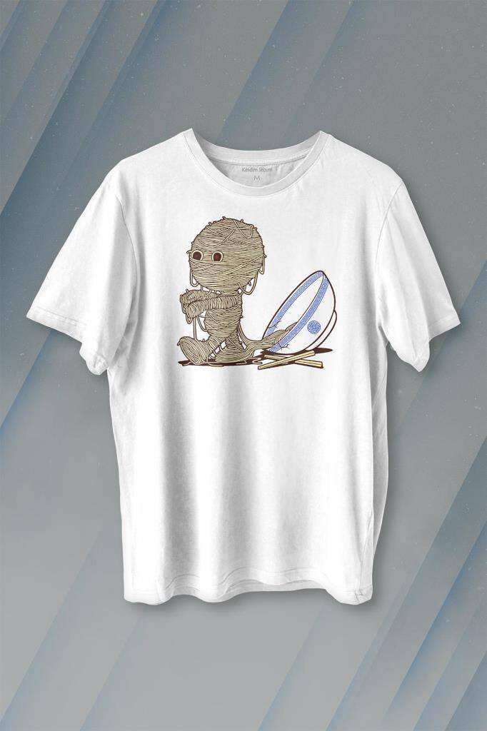 Noodle Mummy Mumya Totem Komik Baskılı Tişört Unisex T-shirt - 1