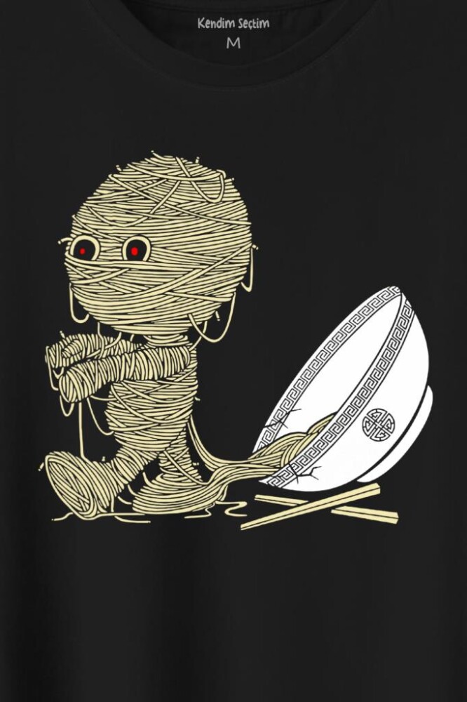 Noodle Mummy Mumya Totem Komik Baskılı Tişört Unisex T-Shirt (1)