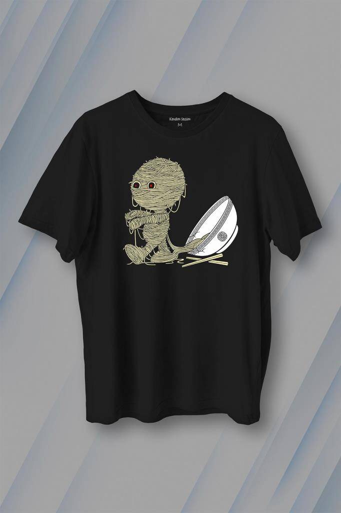 Noodle Mummy Mumya Totem Komik Baskılı Tişört Unisex T-Shirt - 1