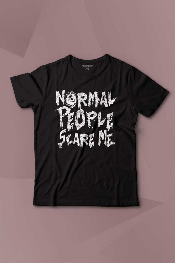 Normal People Scare Me Normal İnsanlar Beni Korkutuyor Gothic Sokak Baskılı Çocuk Tişört Kısa Kollu - 1