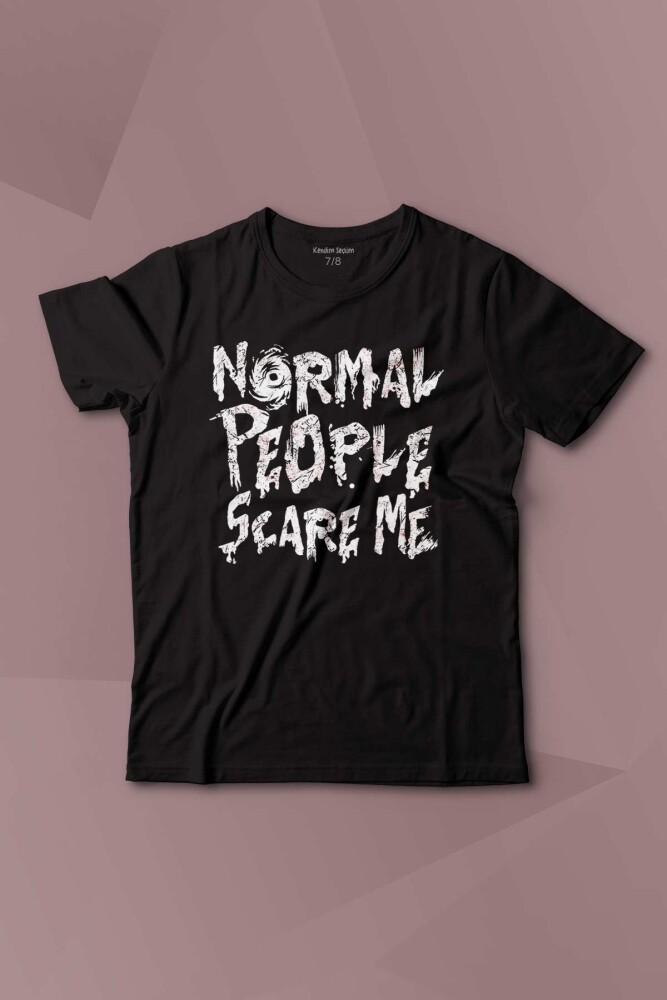 Normal People Scare Me Normal İnsanlar Beni Korkutuyor Gothic Sokak Baskılı Çocuk Tişört Kısa Kollu - 1