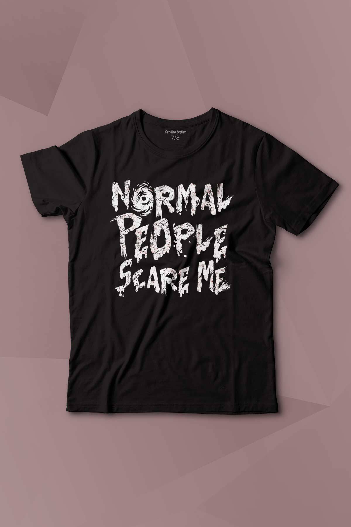 Normal People Scare Me Normal İnsanlar Beni Korkutuyor Gothic Sokak Baskılı Çocuk Tişört Kısa Kollu - 1