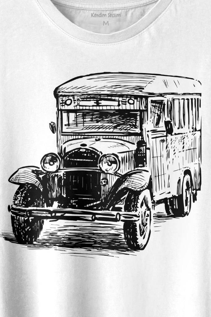 Old Bus Eski Yaşlı Nostalji Otobüs Baskılı Tişört Unisex T-shirt (1)
