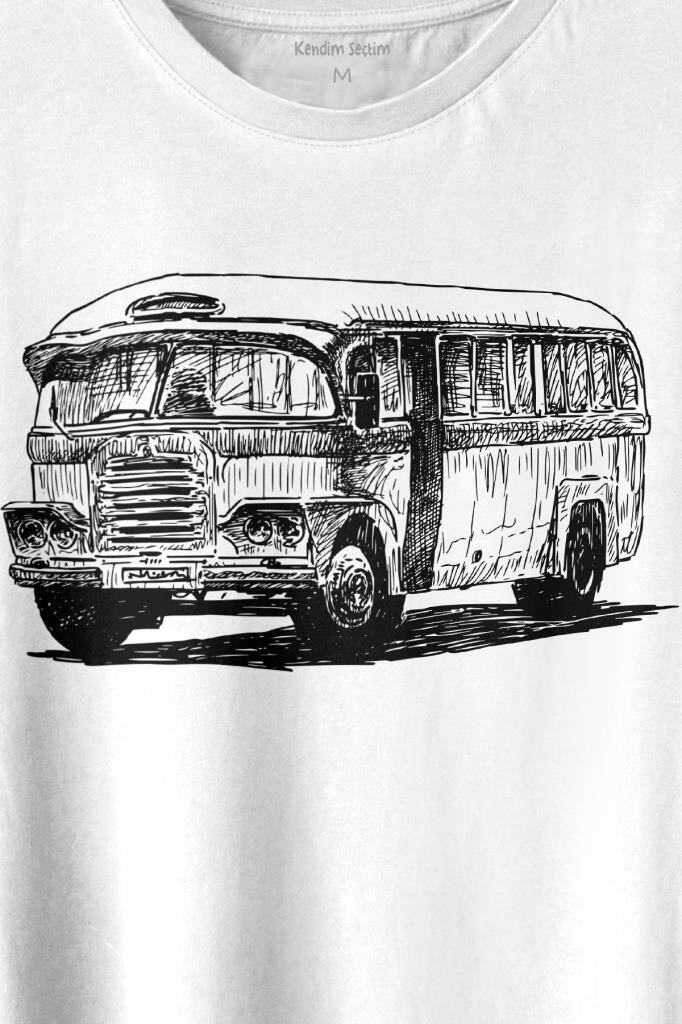 Old Bus Eski Yaşlı Nostalji Otobüs Baskılı Tişört Unisex T-shirt (1)