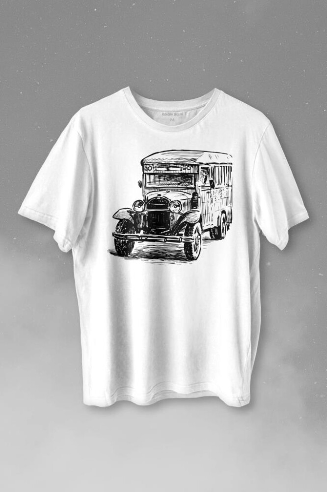 Old Bus Eski Yaşlı Nostalji Otobüs Baskılı Tişört Unisex T-shirt - 1