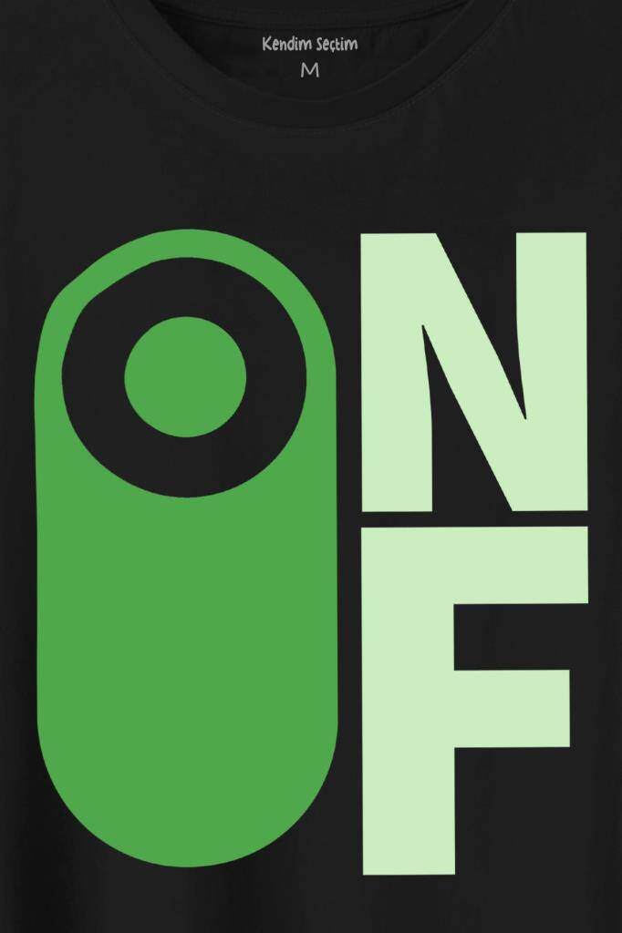 On Off Aç Kapa Urban Street Wear Baskılı Tişört Unisex T-Shirt (1)