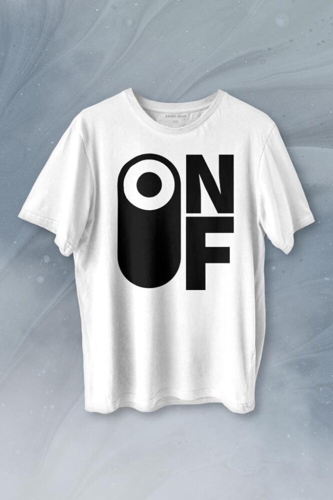 On Off Aç Kapa Urban Street Wear Baskılı Tişört Unisex T-shirt - 1